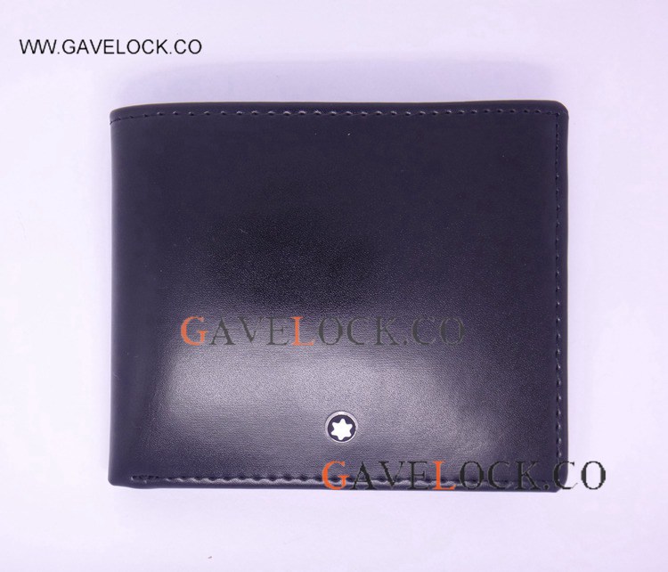 All Black Leather Wallets Logo Short Mont blanc Replica Wallet
